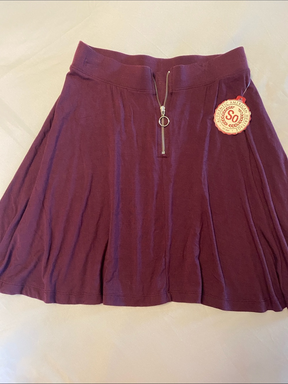 Juniors  Zip-Front Skater Skirt in Plum